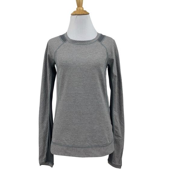 Lululemon Shirt Womens 4 Gray Run For Gold Long Sleeve Heathered Thumbholes Top - Picture 1 of 10
